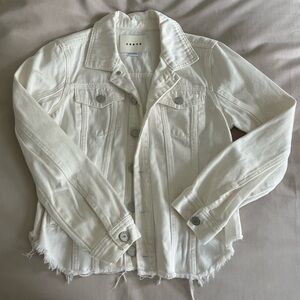 Blank NYC White Denim Raw Hem Jacket Small